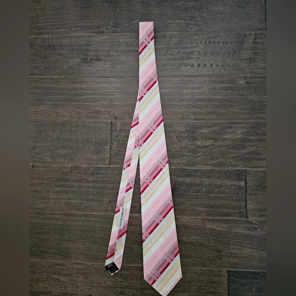 Beautiful 100% Silk Italian Dolce & Gabbena Pink and Red Striped Tie